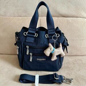 Baggallini Drawstring Bucket Bag with Crossbody Long Strap Multiple Compartments